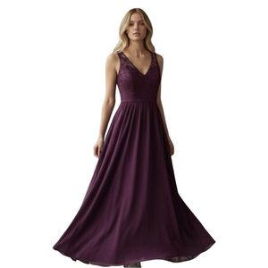 MORILLE Madeline Gardner Wine Formal Maxi Bridesmaids Dress Size 10